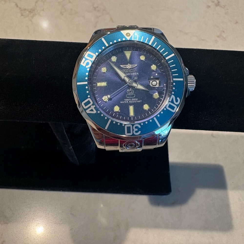 Invicta Blue and Silver Watch